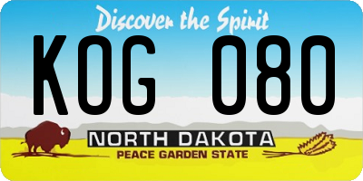 ND license plate KOG080