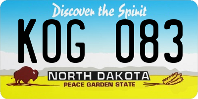 ND license plate KOG083