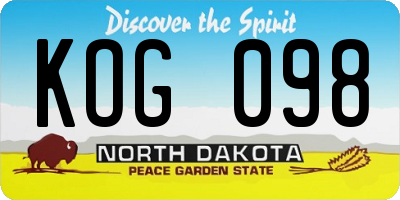 ND license plate KOG098
