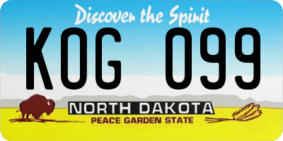 ND license plate KOG099