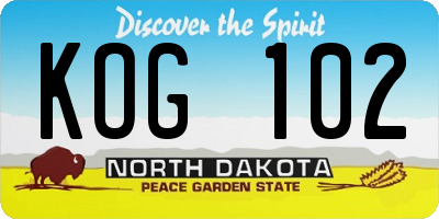 ND license plate KOG102