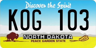 ND license plate KOG103
