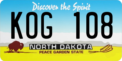 ND license plate KOG108