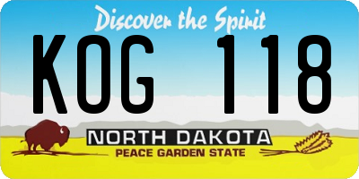 ND license plate KOG118