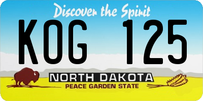 ND license plate KOG125