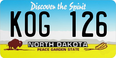 ND license plate KOG126