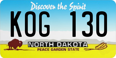 ND license plate KOG130