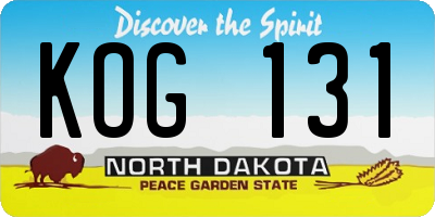 ND license plate KOG131
