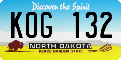 ND license plate KOG132