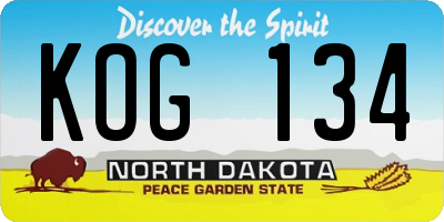 ND license plate KOG134