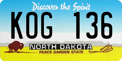 ND license plate KOG136