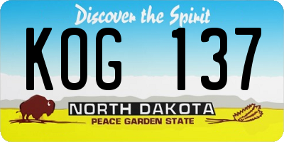 ND license plate KOG137