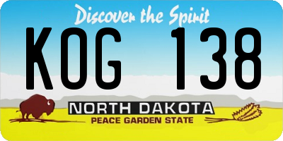 ND license plate KOG138