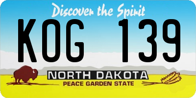 ND license plate KOG139