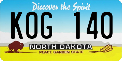 ND license plate KOG140