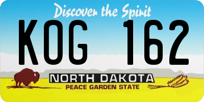 ND license plate KOG162
