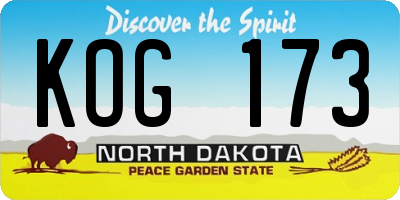 ND license plate KOG173