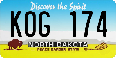 ND license plate KOG174