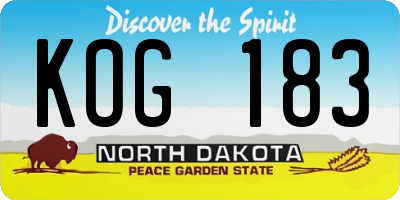 ND license plate KOG183