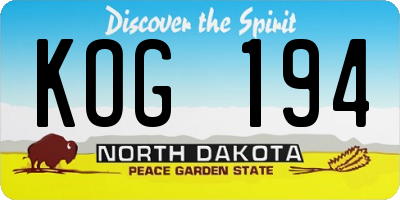 ND license plate KOG194