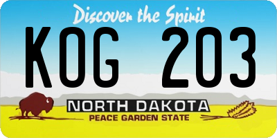 ND license plate KOG203