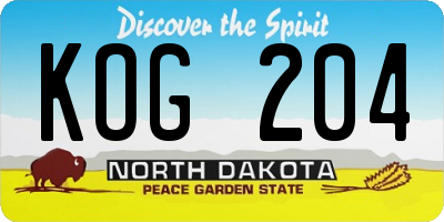ND license plate KOG204