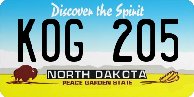 ND license plate KOG205
