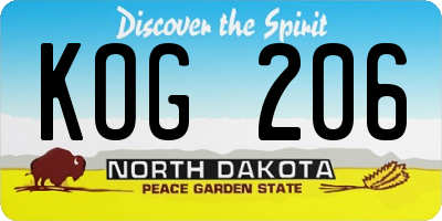 ND license plate KOG206