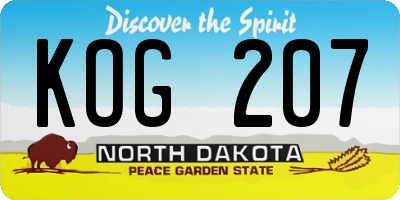 ND license plate KOG207