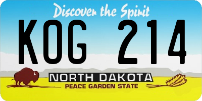 ND license plate KOG214