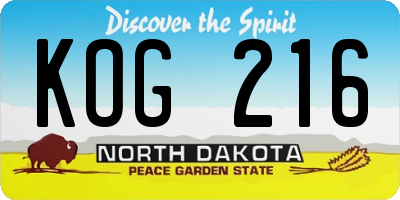 ND license plate KOG216