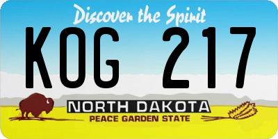 ND license plate KOG217