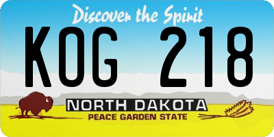 ND license plate KOG218