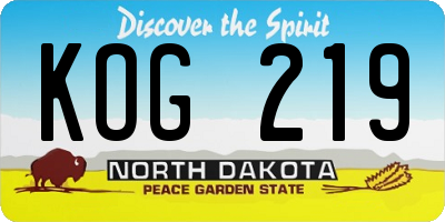 ND license plate KOG219