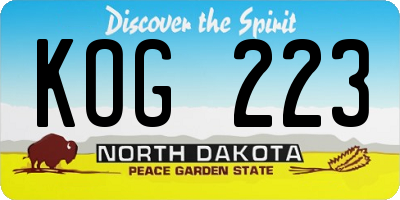 ND license plate KOG223