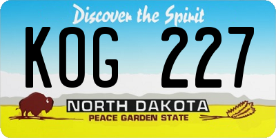 ND license plate KOG227