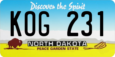 ND license plate KOG231