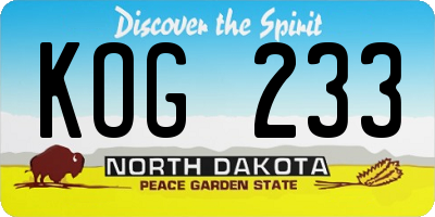 ND license plate KOG233