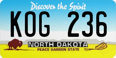 ND license plate KOG236