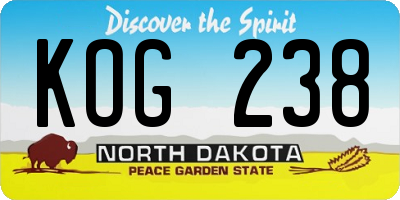 ND license plate KOG238