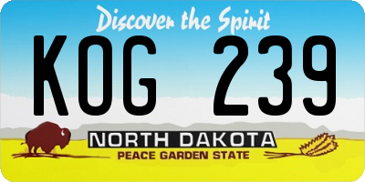 ND license plate KOG239