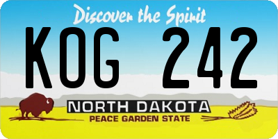 ND license plate KOG242