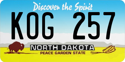 ND license plate KOG257
