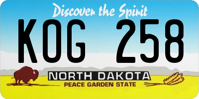 ND license plate KOG258