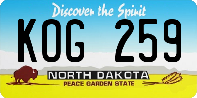 ND license plate KOG259