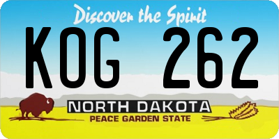 ND license plate KOG262