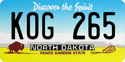 ND license plate KOG265