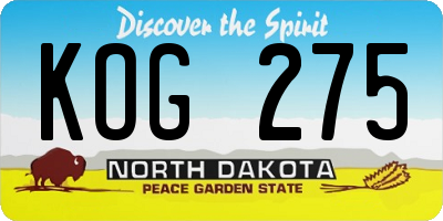 ND license plate KOG275