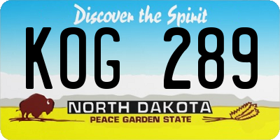 ND license plate KOG289