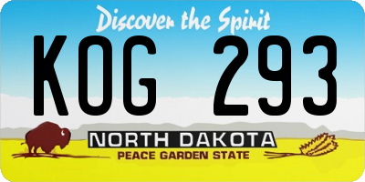 ND license plate KOG293